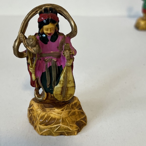 Vintage Japanese Painted Small Celluloid Figures 7 Gods of Good Fortune - Picture 8 of 16